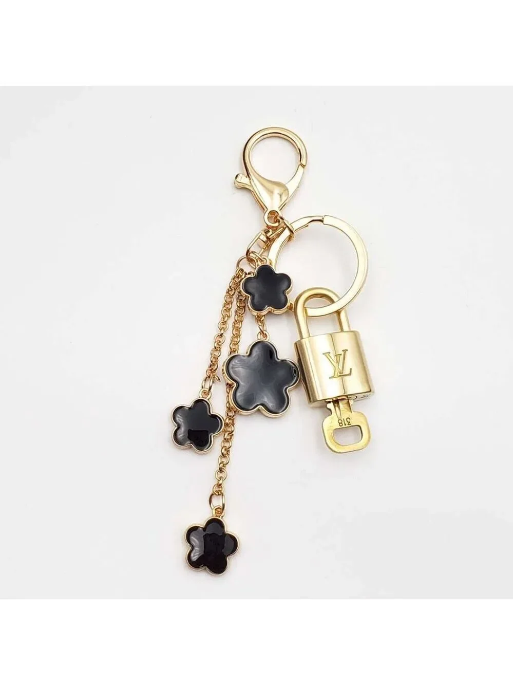 Louis Vuitton Gold Lock 🔒 Authentic LV Key + Unbranded Flower Bag Charm